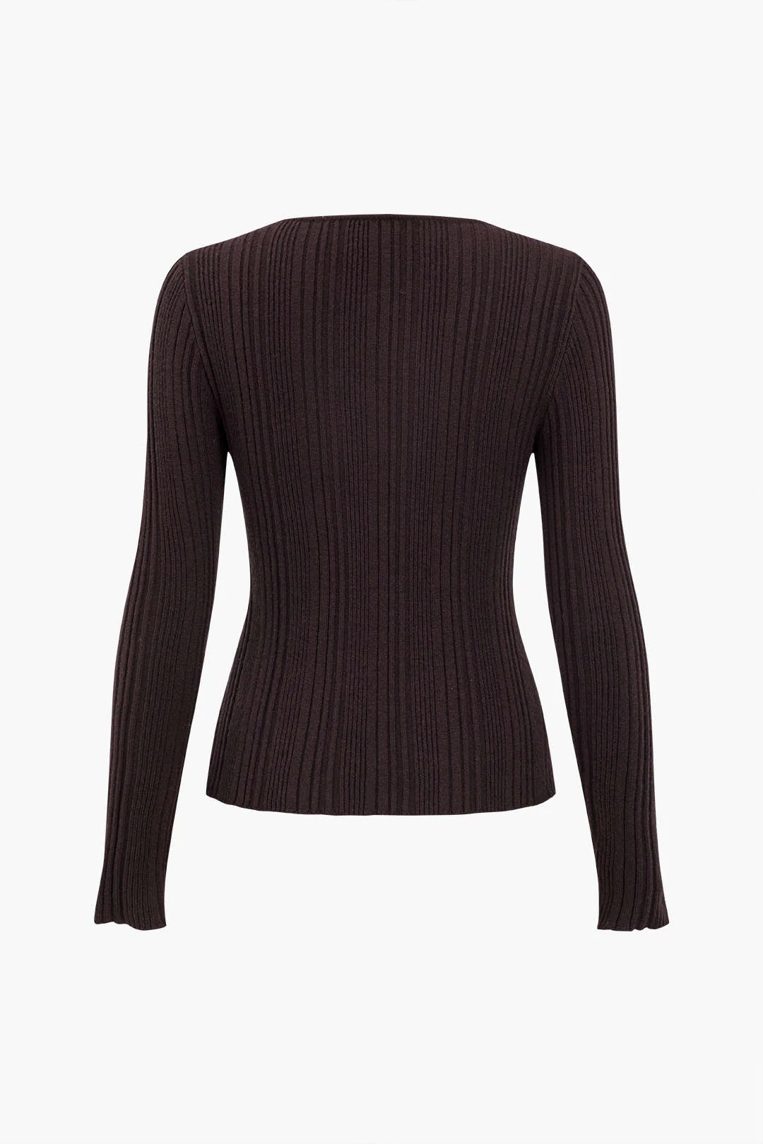 Solid Knitted Buttoned Long-Sleeve Top