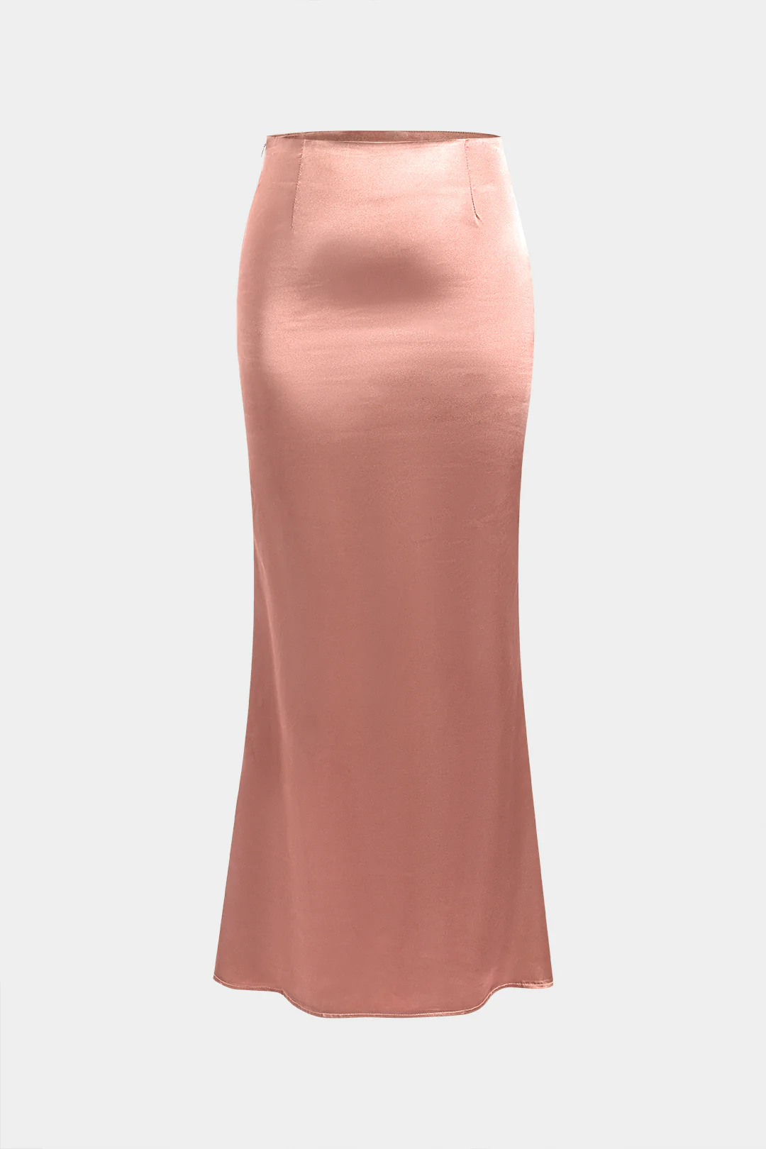 Solid Satin Zippered Skirt