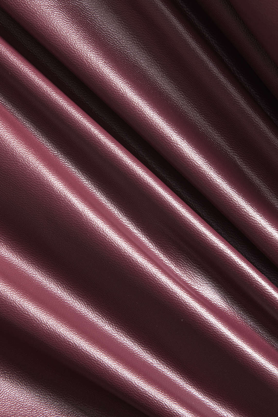 Solid Faux Leather Gathered Skirt