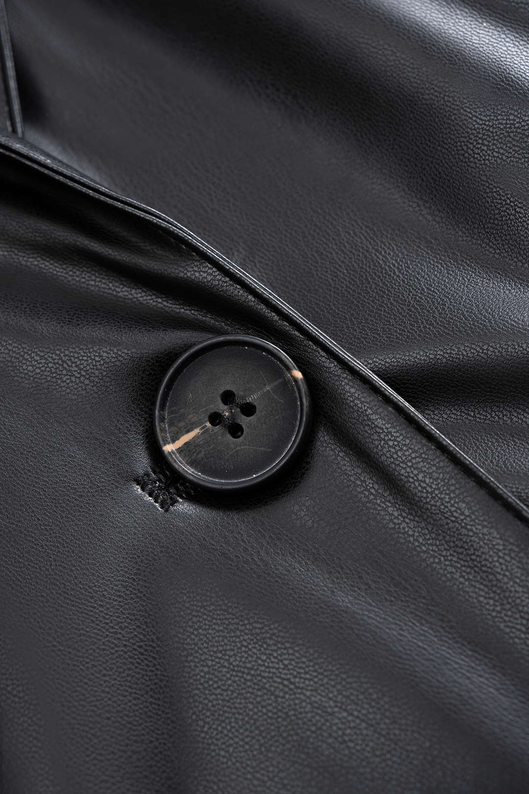 Faux Leather Button-Belted Sleeveless Mid-Length Dress