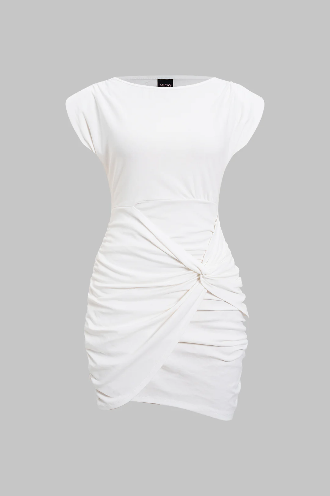 Ruched Twisted Knot Mini Dress