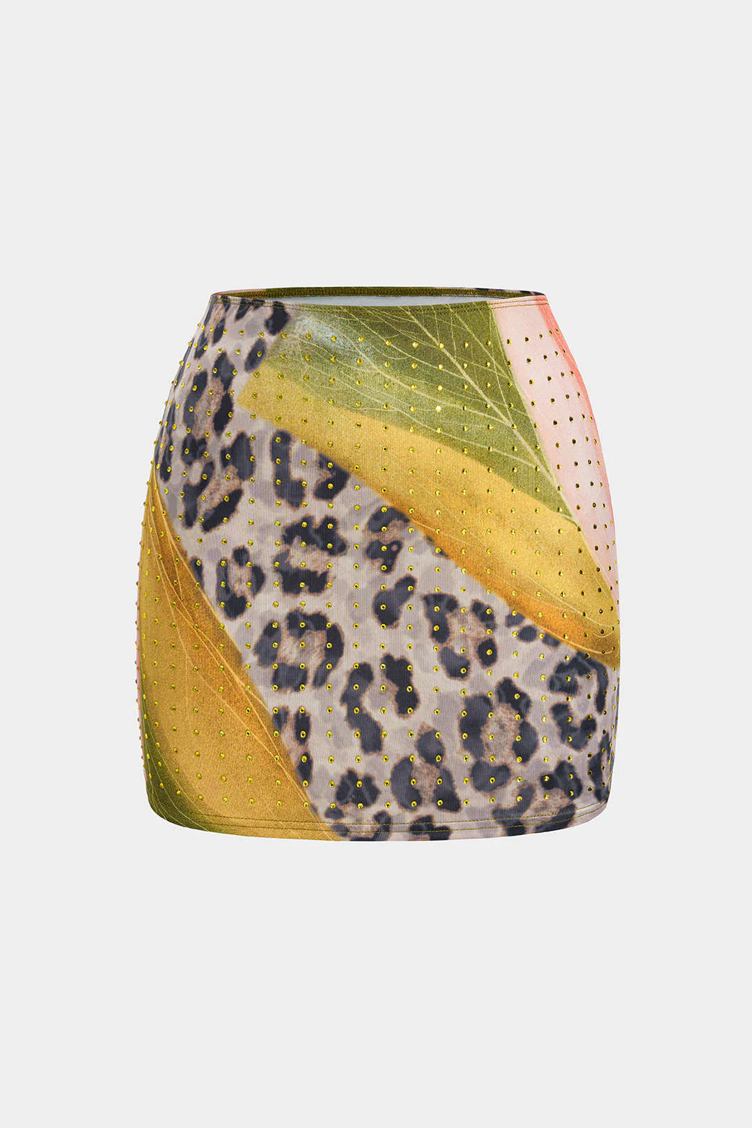 Leopard Print Riveted Skirt