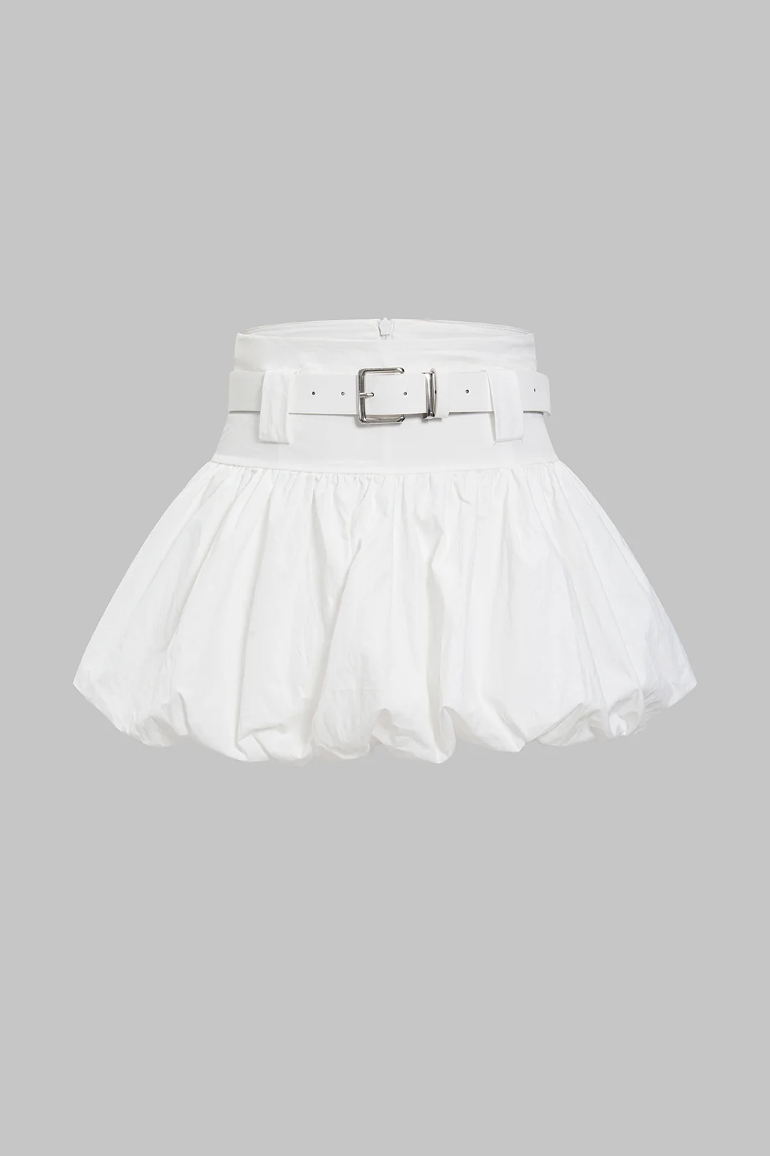 Belted Ruched Zipper Skirt