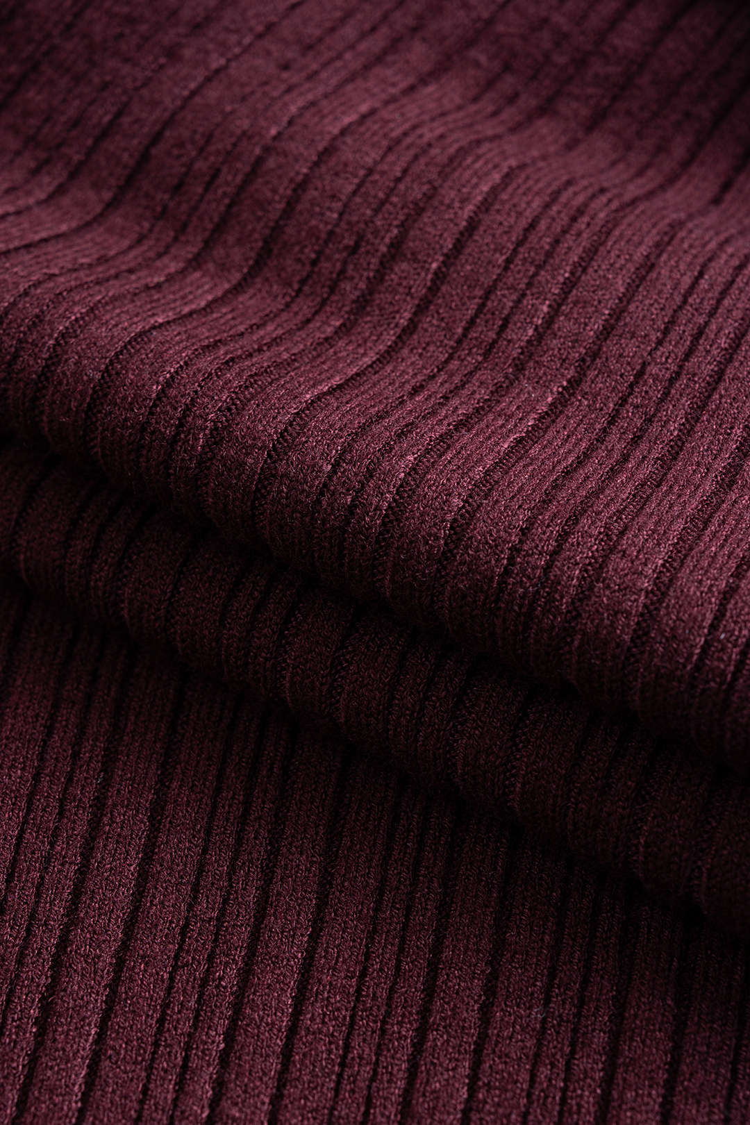 Knit Round Neck Tie-Back Scalloped Edge Long-Sleeve Dress