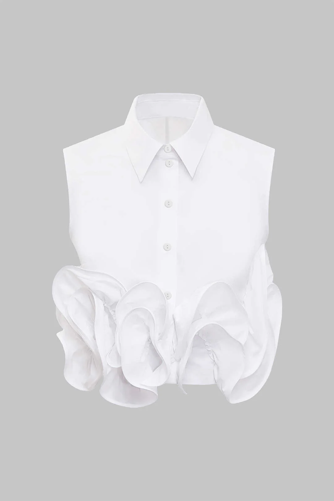 Button Ruffle Ruched Tank Top