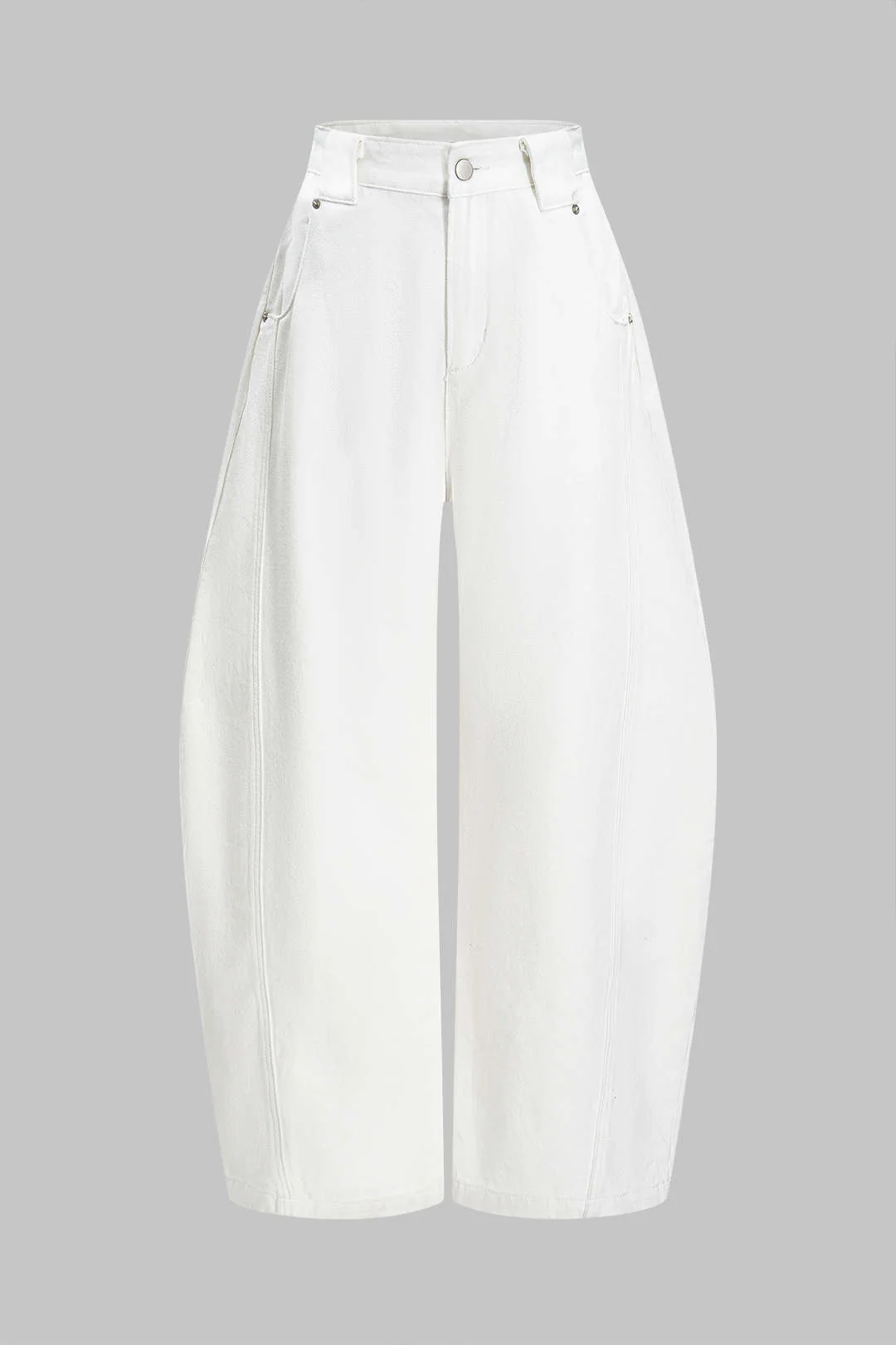 Denim Wide-Leg Barrel Jeans