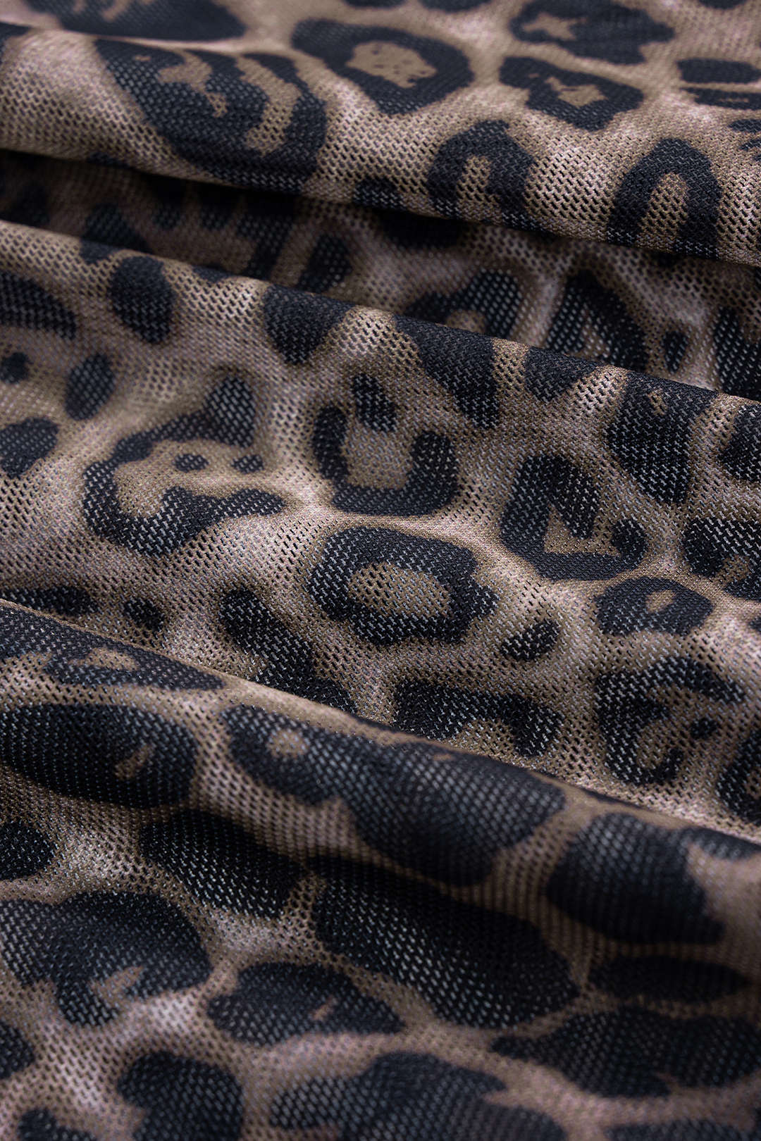 Leopard Print Mesh Backless Tie-Back Sleeveless Maxi Dress