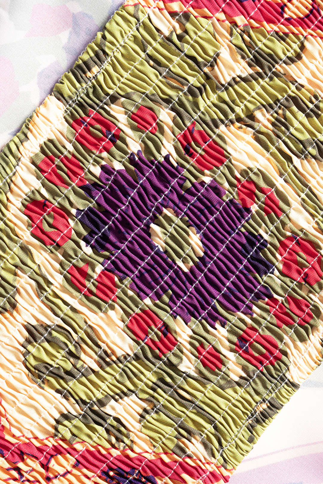 Retro Print Strapless Shirred Tube Top