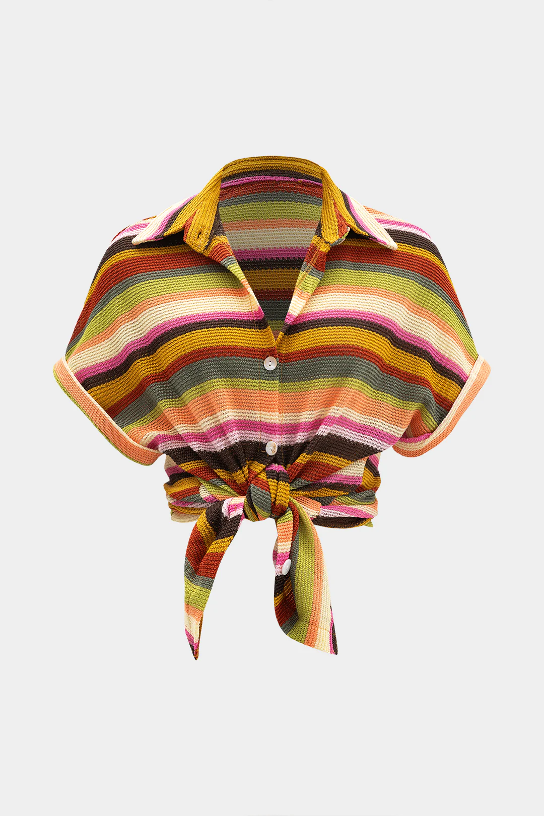 Knit Contrast V-Neck Top and Drawstring Shorts Combo