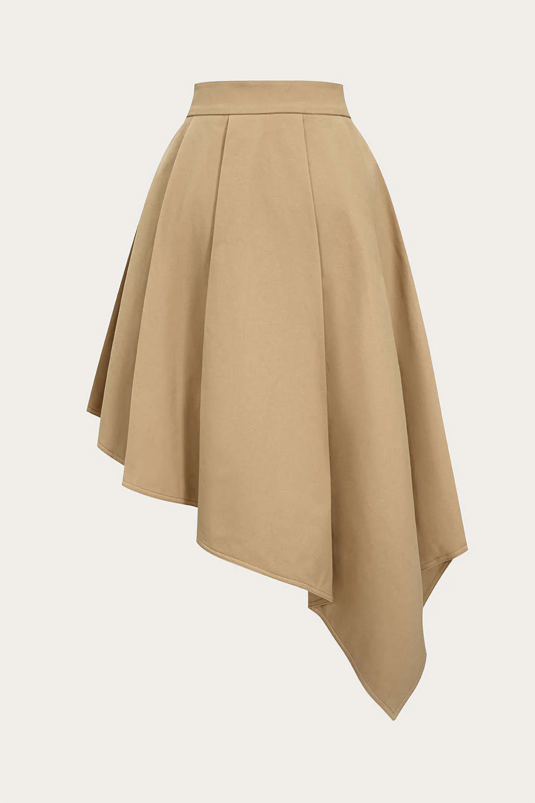 Solid Ruffle Hem Pleated Skirt