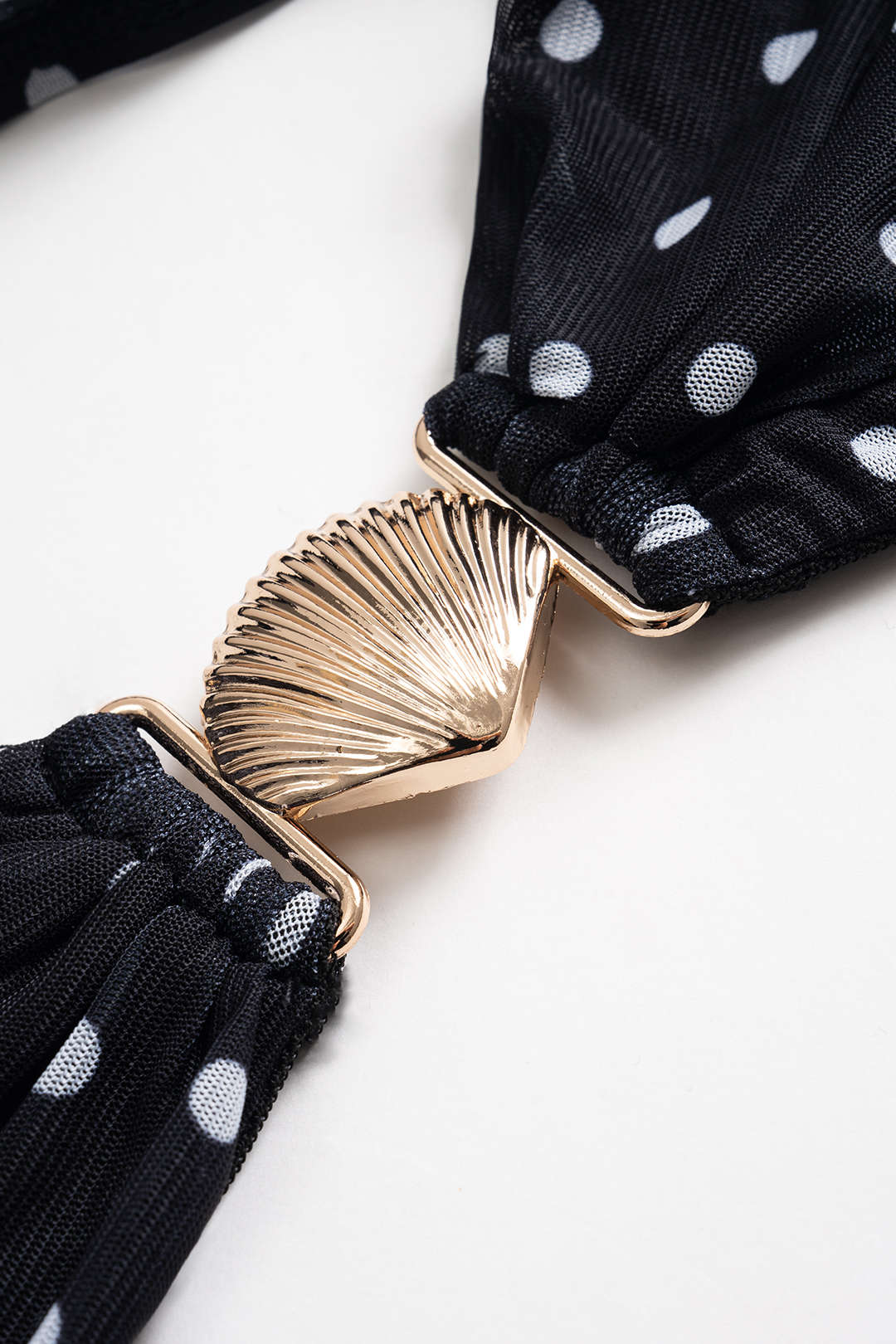 Polka Dot Print Metallic Decor Tube Top and Cut-Out Skirt Set