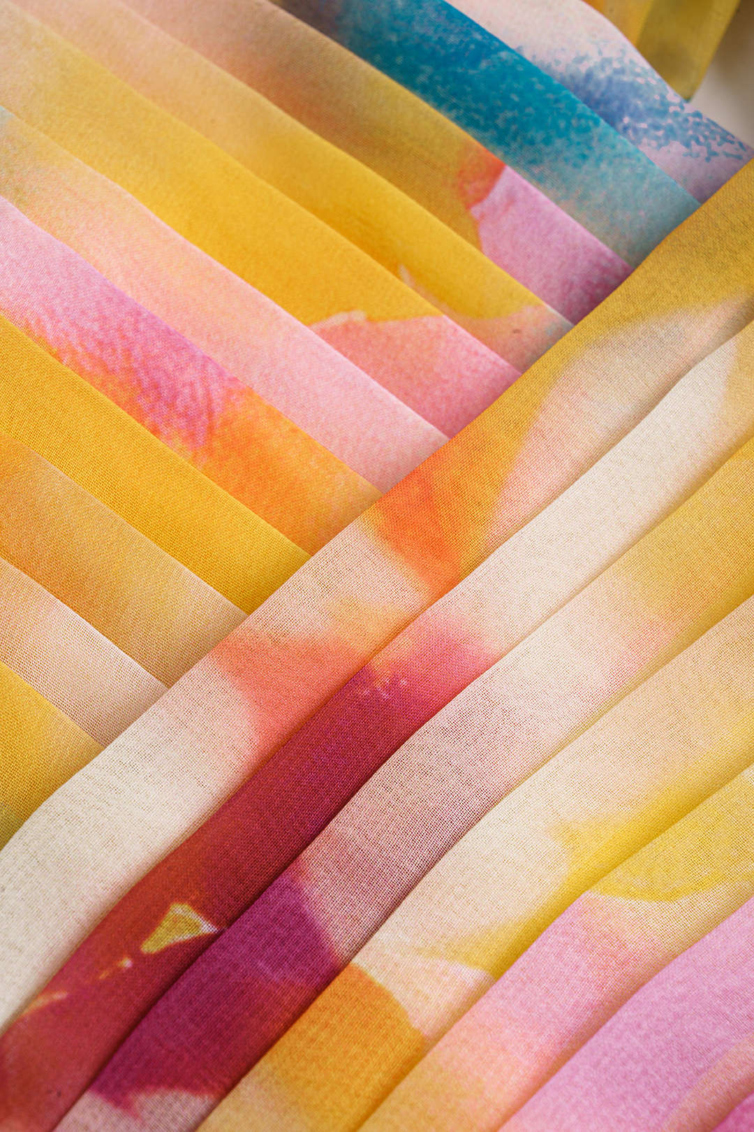 Ombre Print Chiffon Satin Pleated Halter Neck Tie-Up Cami Top