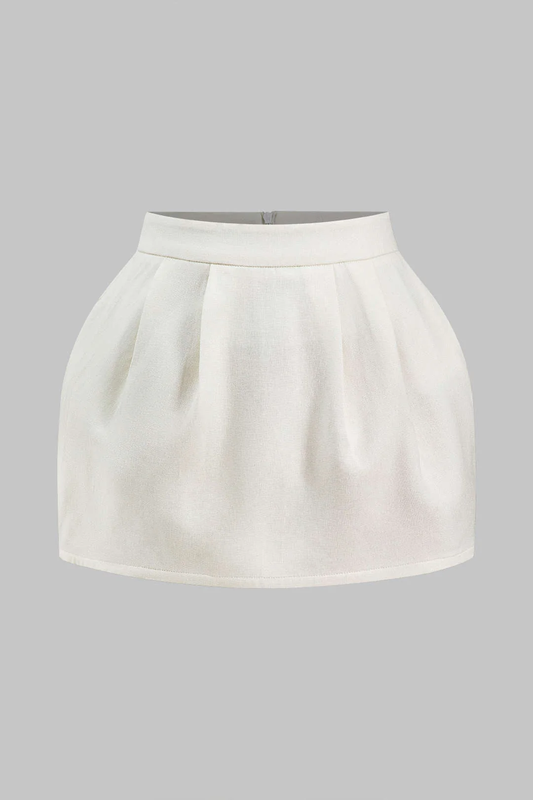 Linen Ruched Zipper Skirt
