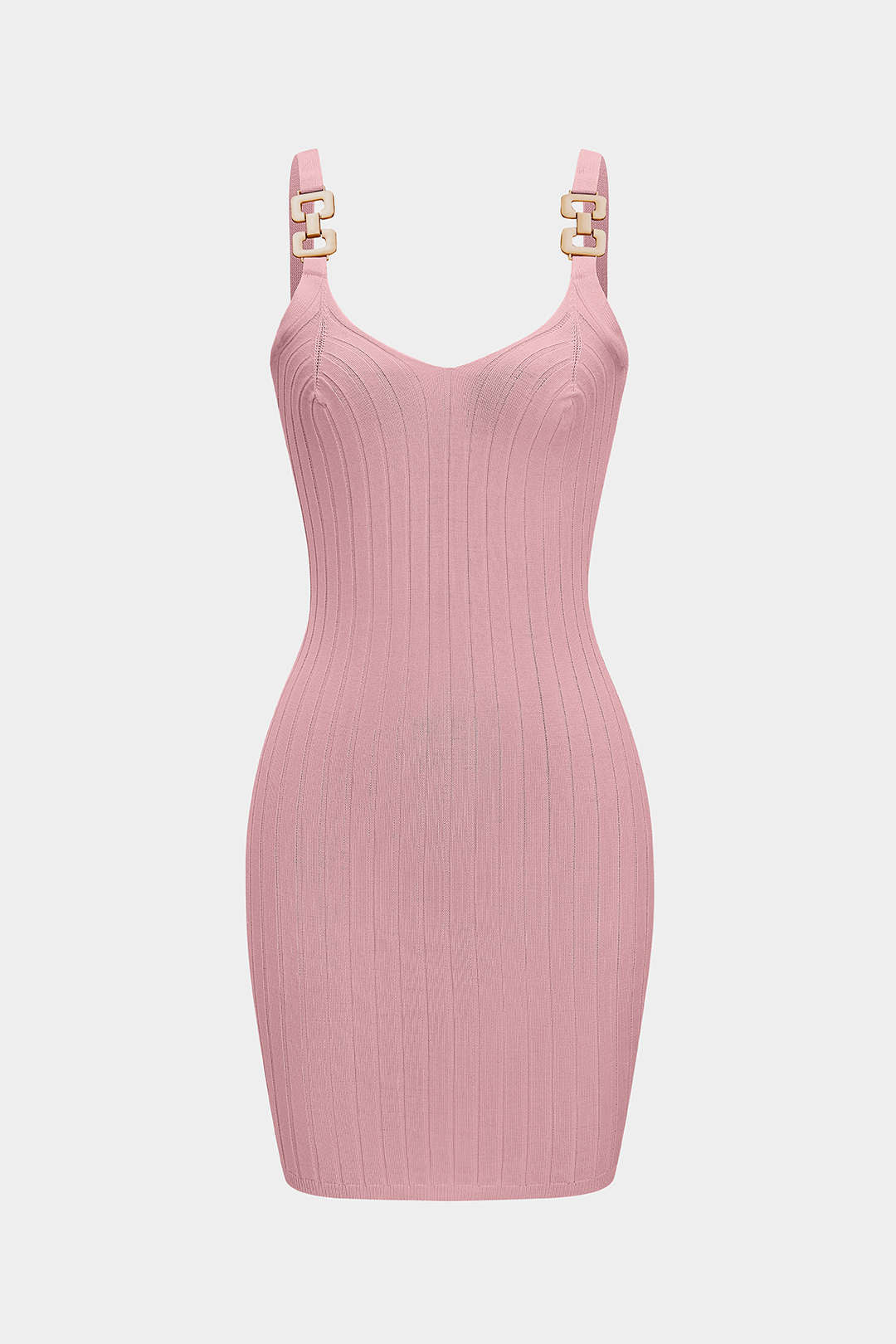 Knit Tank V-Neck Metallic Decor Sleeveless Dress