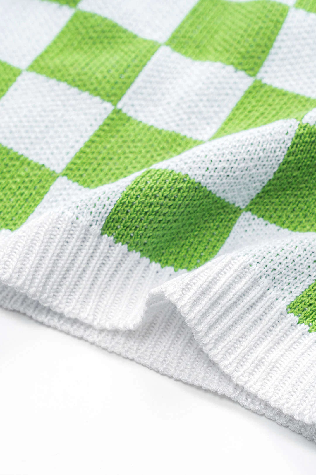 Contrast Pattern Knit Crop Top And Skirt Set