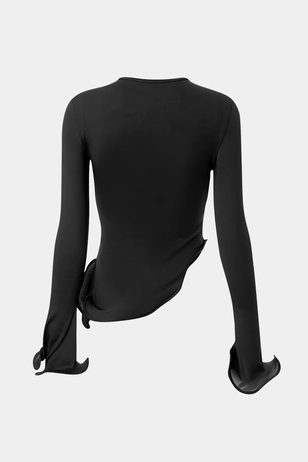 Round Neck Ruffled Long Sleeve Top