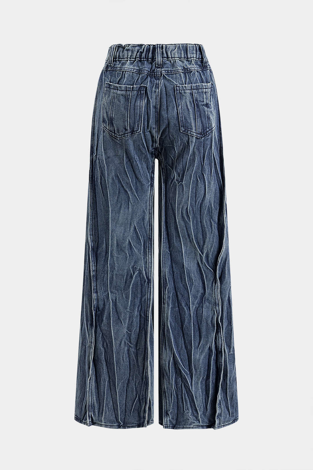 Denim Wide Leg Ruched Jeans