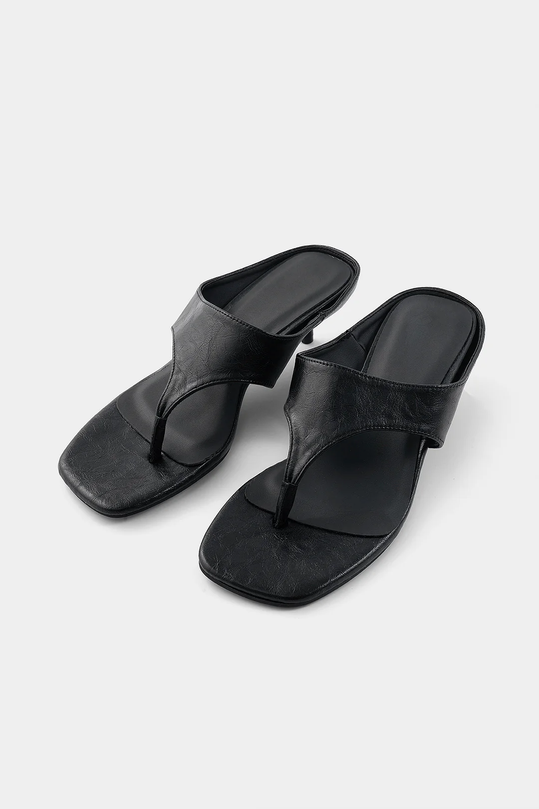 Faux Leather Square Toe Indoor Slippers