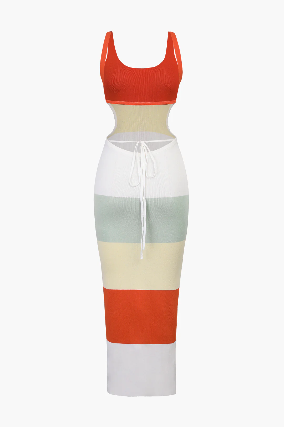 Multicolor Striped Knitted Backless Maxi Dress