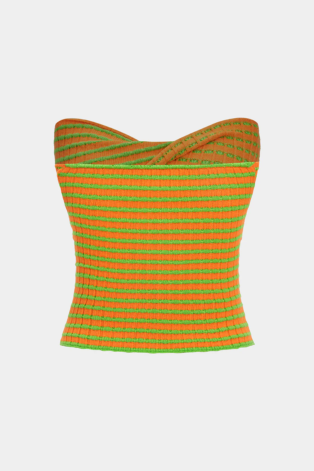 Knit Color Block Stripes Print Hollow Out Tube Top