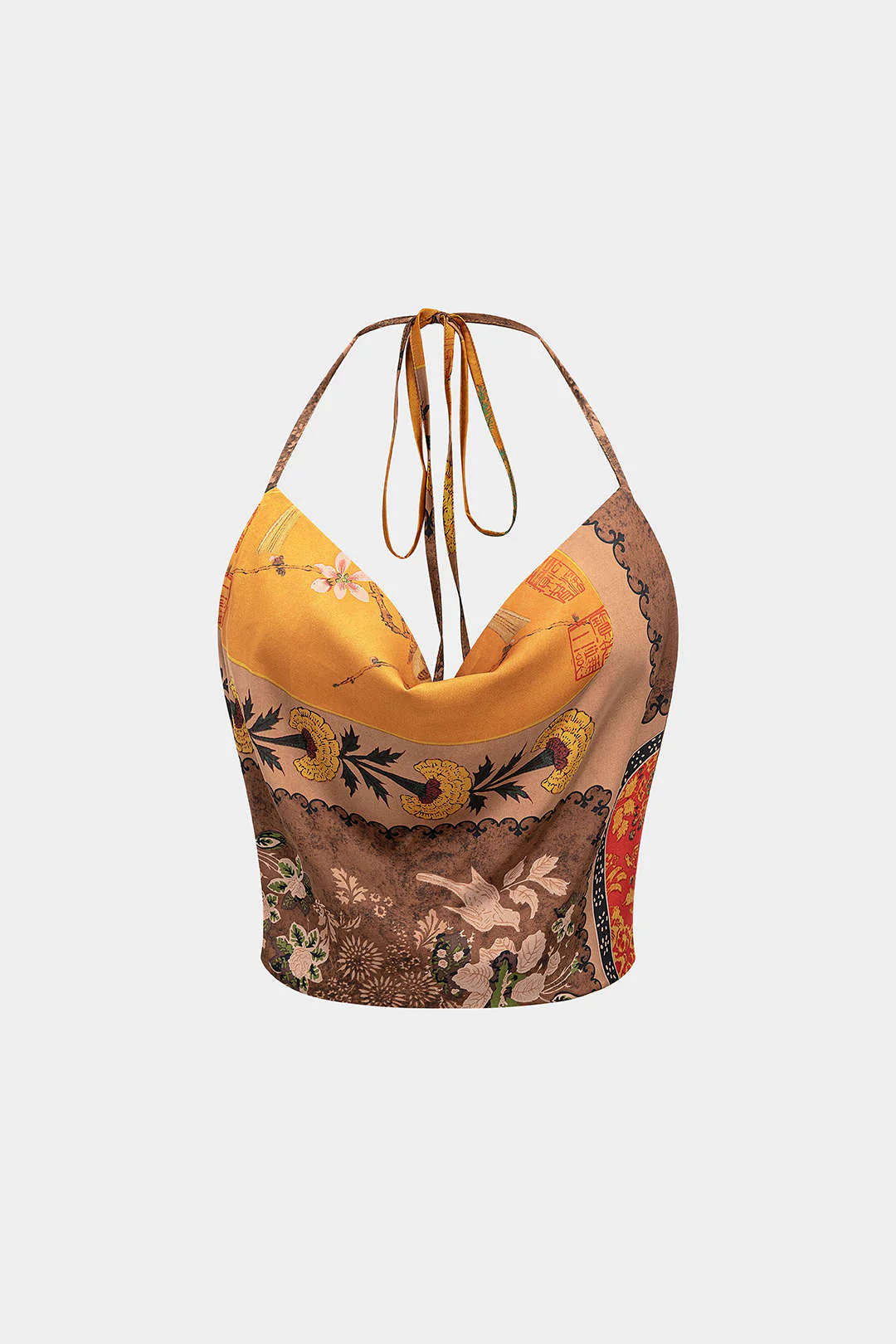 Floral Print Halter Neck Backless Camisole Top