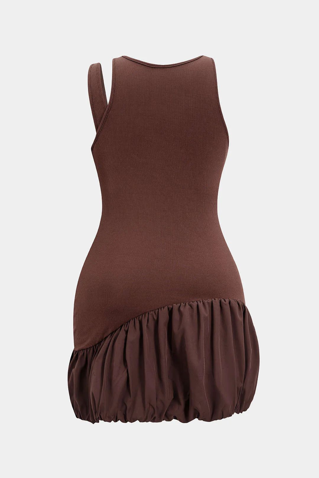 Plus Size Asymmetrical Patchwork Ruched Sleeveless Mini Dress