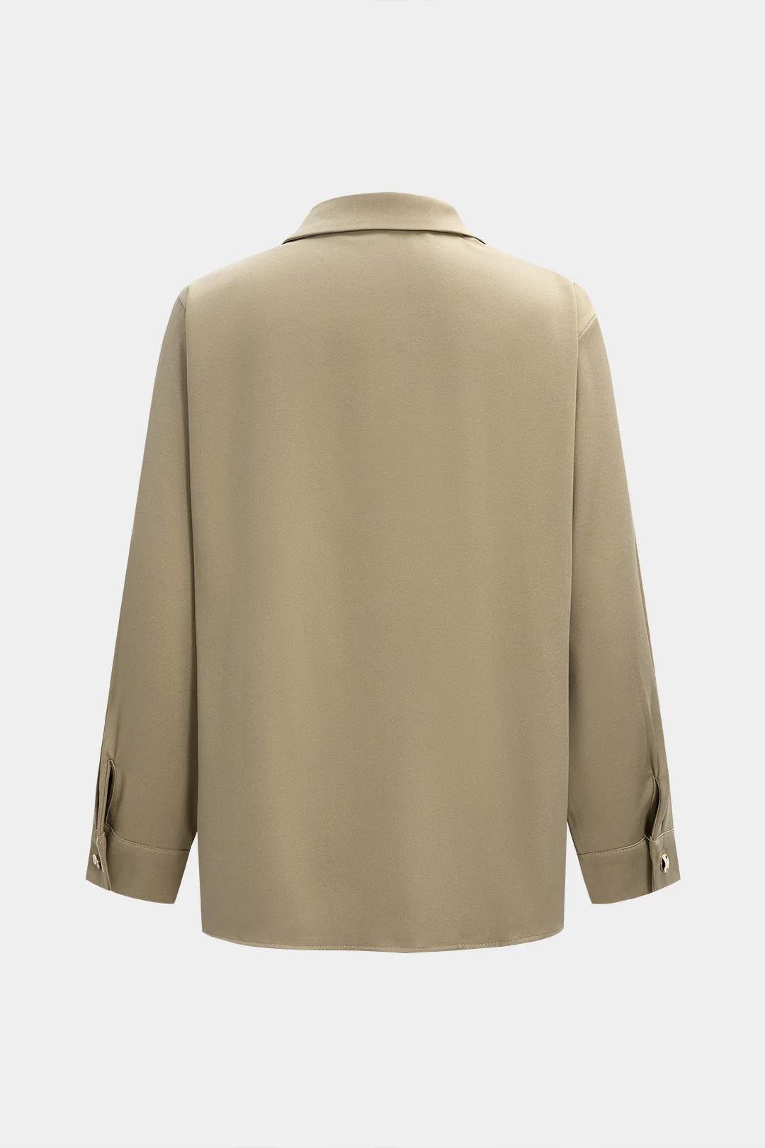 Polo Collar Asymmetric Ruched Long Sleeve Top