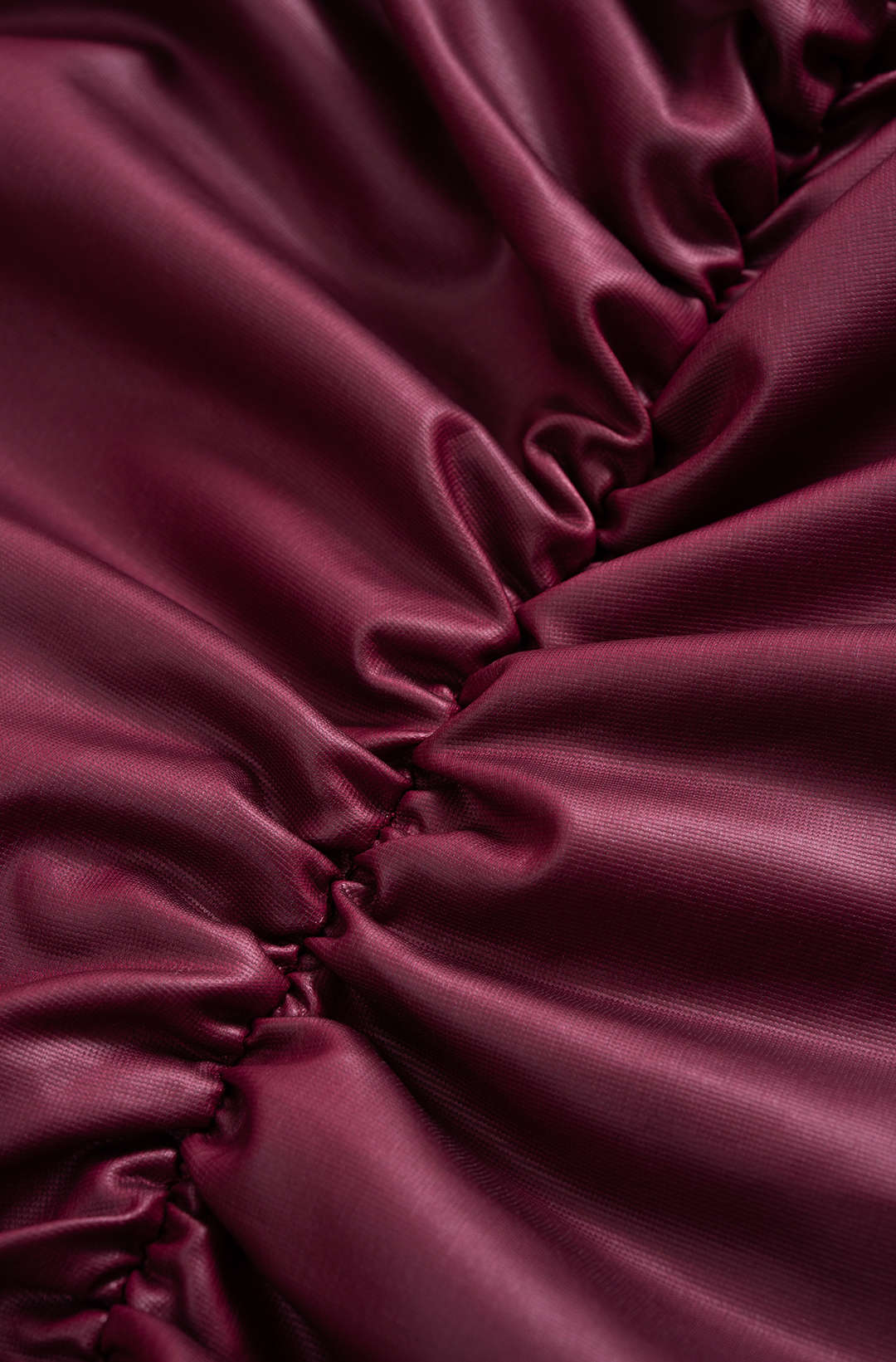 Faux Leather Halter Neck Ruched Slip Cami Top