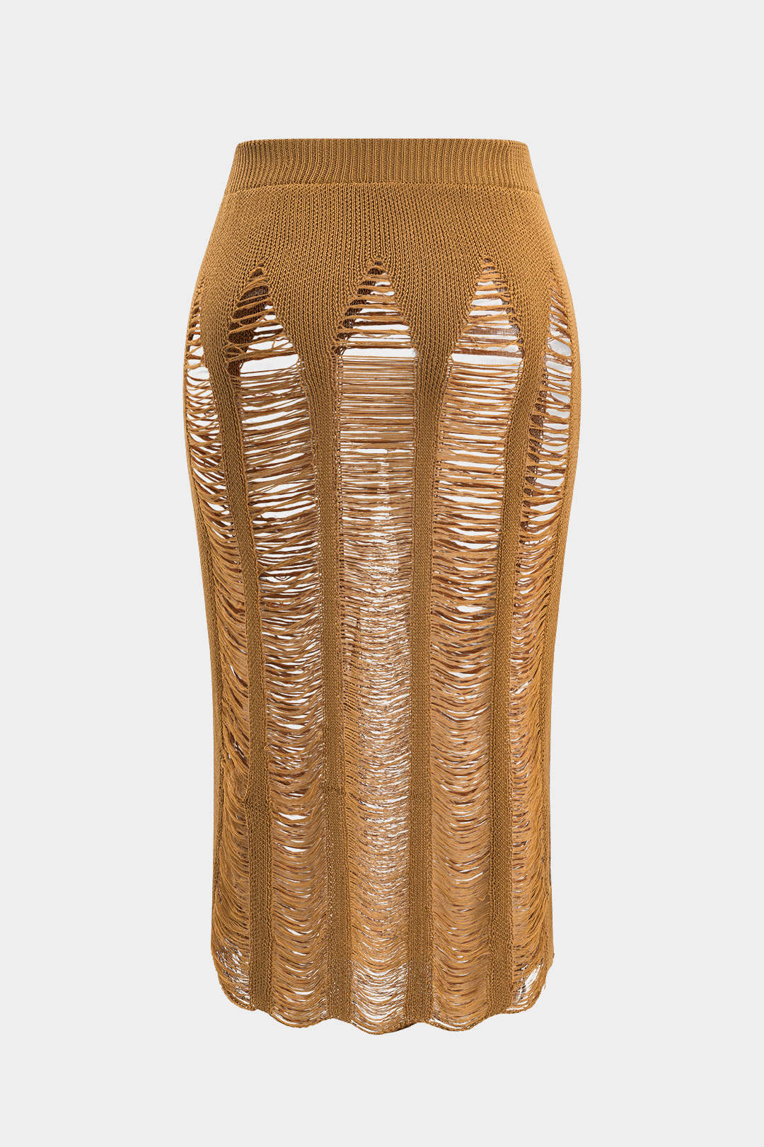 Plus Size Knit Distressed Ladder Skirt