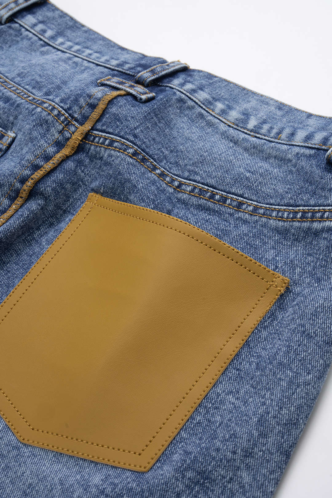 Denim Contrast Whipstitching Pocket Skirt