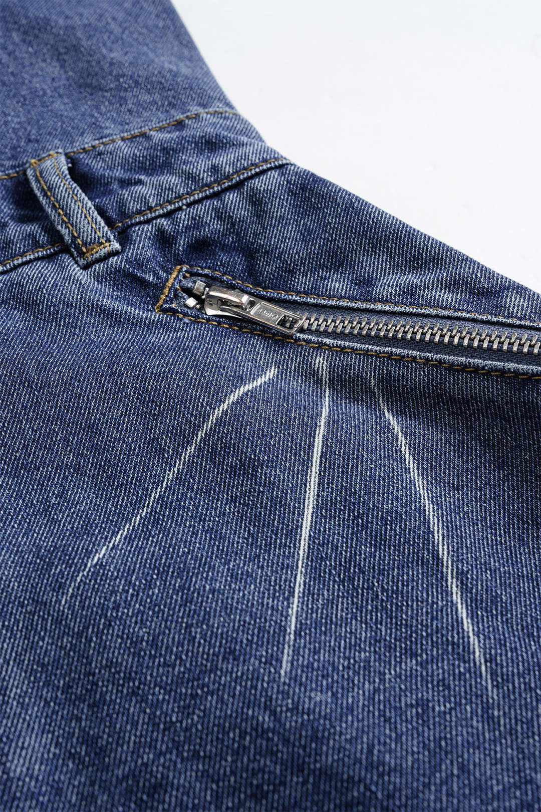 Washed Zipper Backless Denim Halter Mini Dress