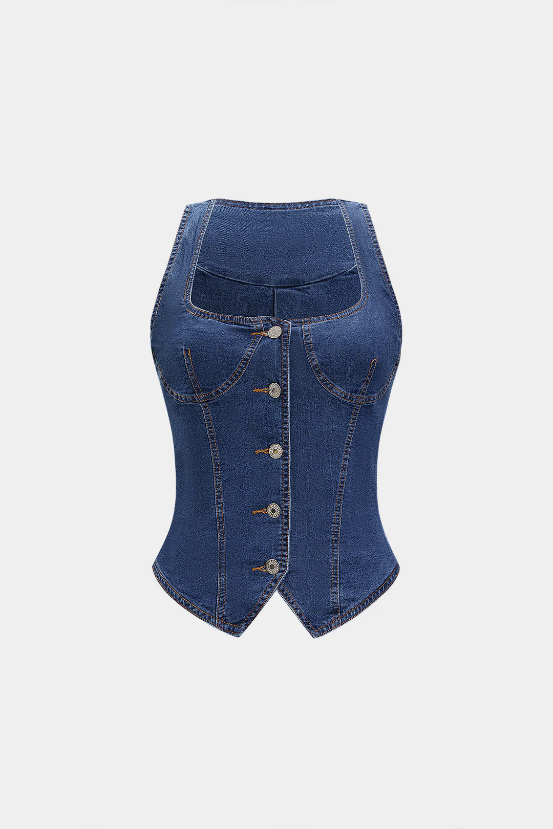 Denim Button Crop Top