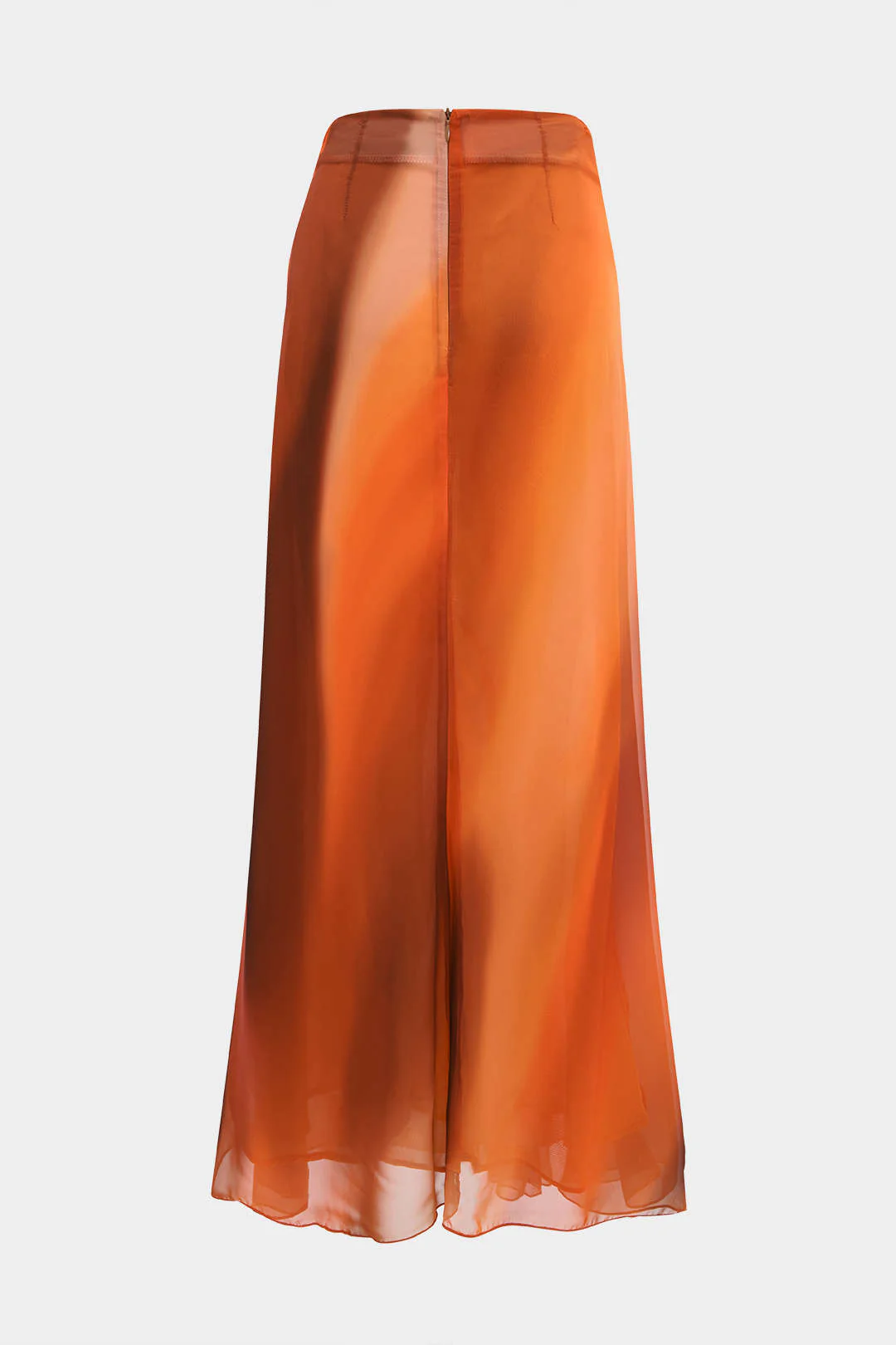 Ombre Print Chiffon Ruched Skirt