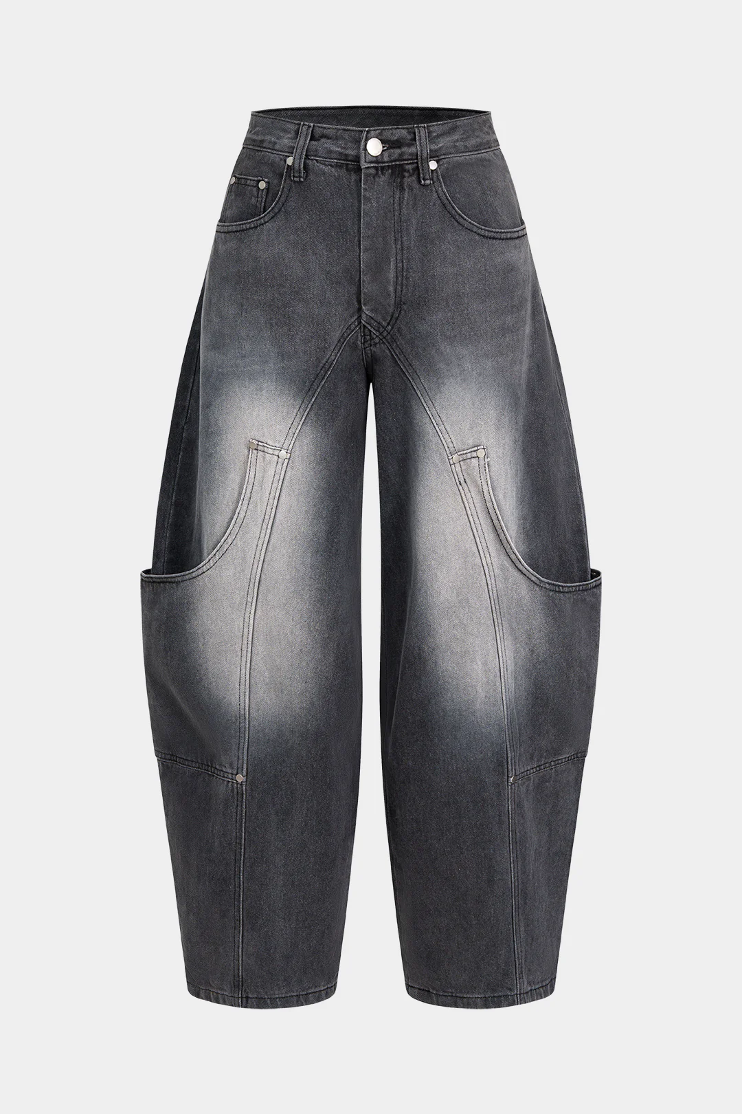 Denim Wide-Leg Pocket Barrel Jeans