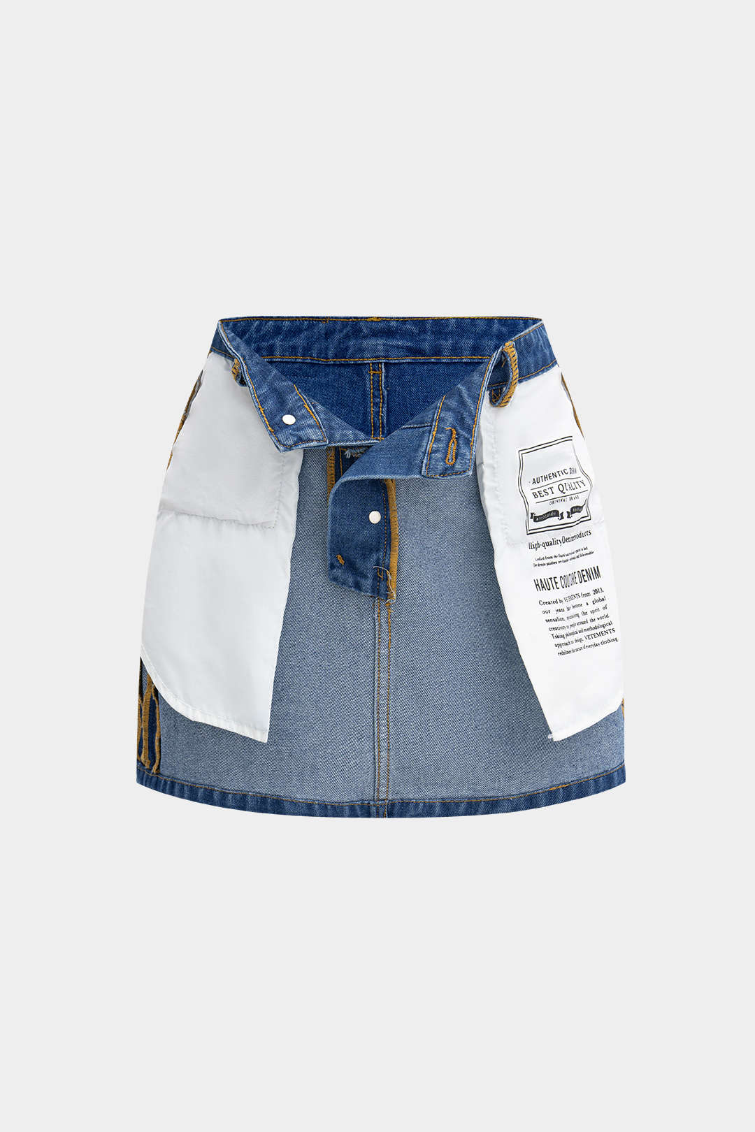 Reversible Letter Print Pocket Denim Mini Skirt