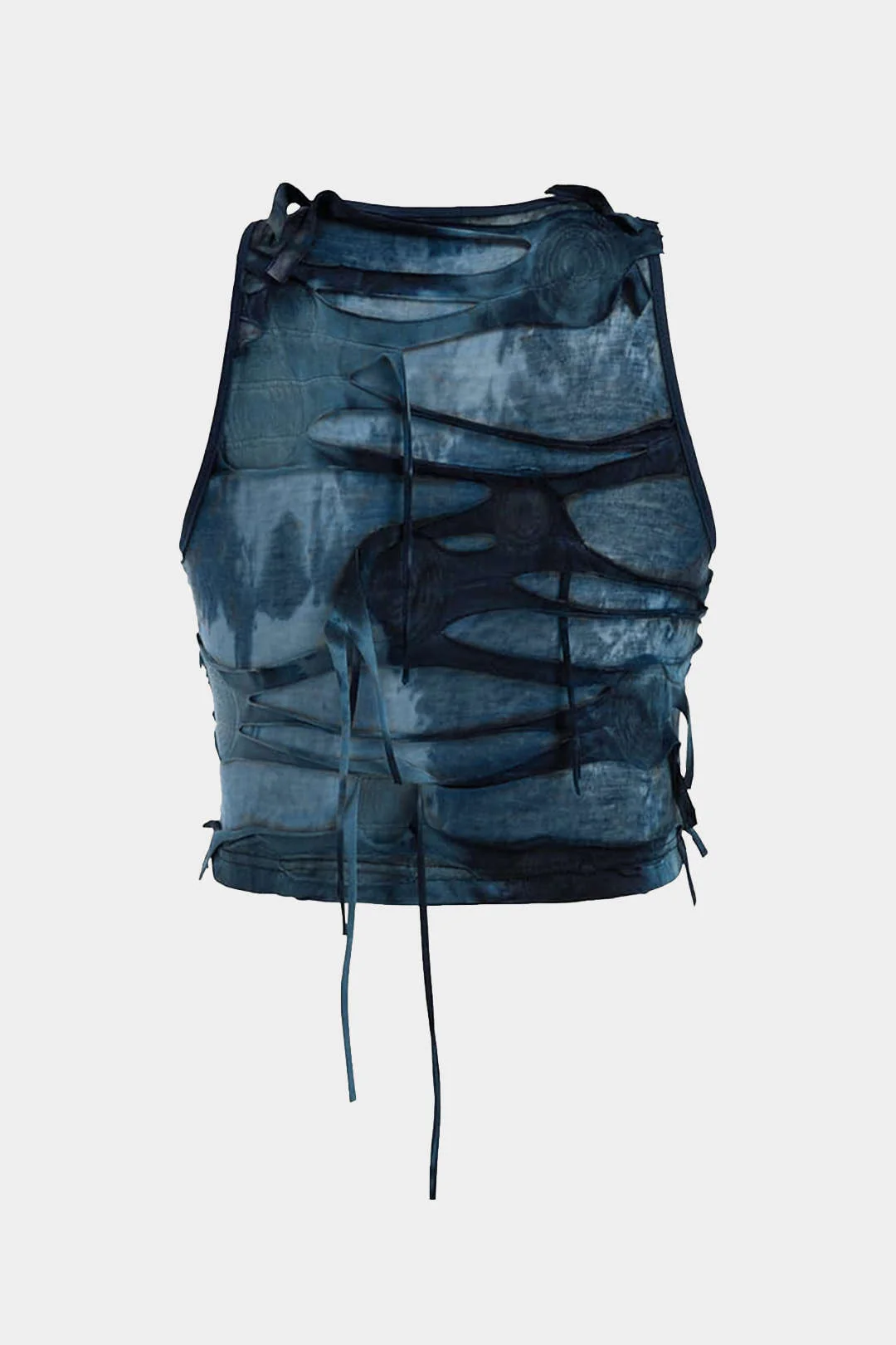 Plus Size Tie-Dye Printed Ripped Tank Top