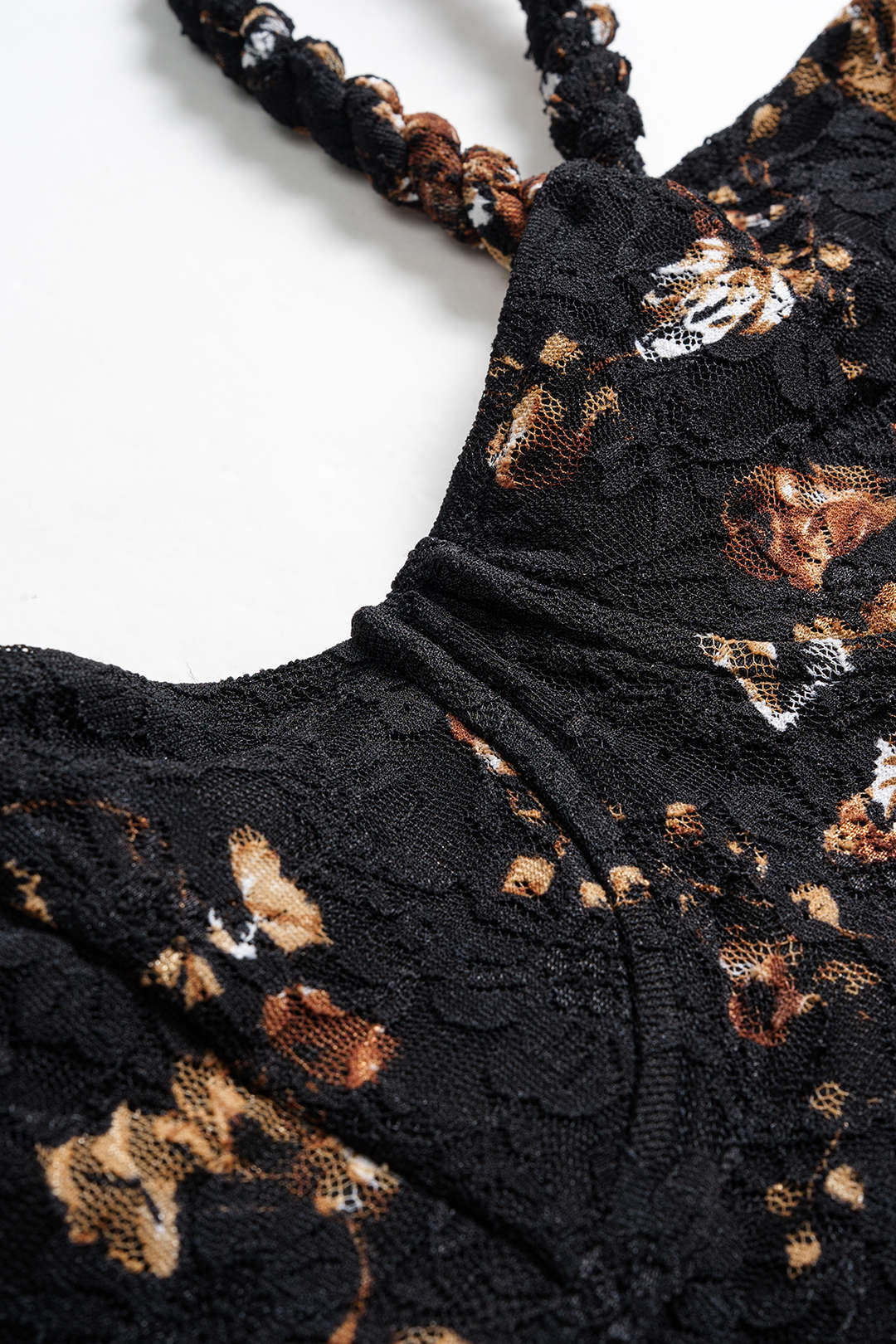 Floral Lace Patchwork Twist Knot Sleeveless Dress and Satin Asymmetrical Tie Knot Skirt Ensemble