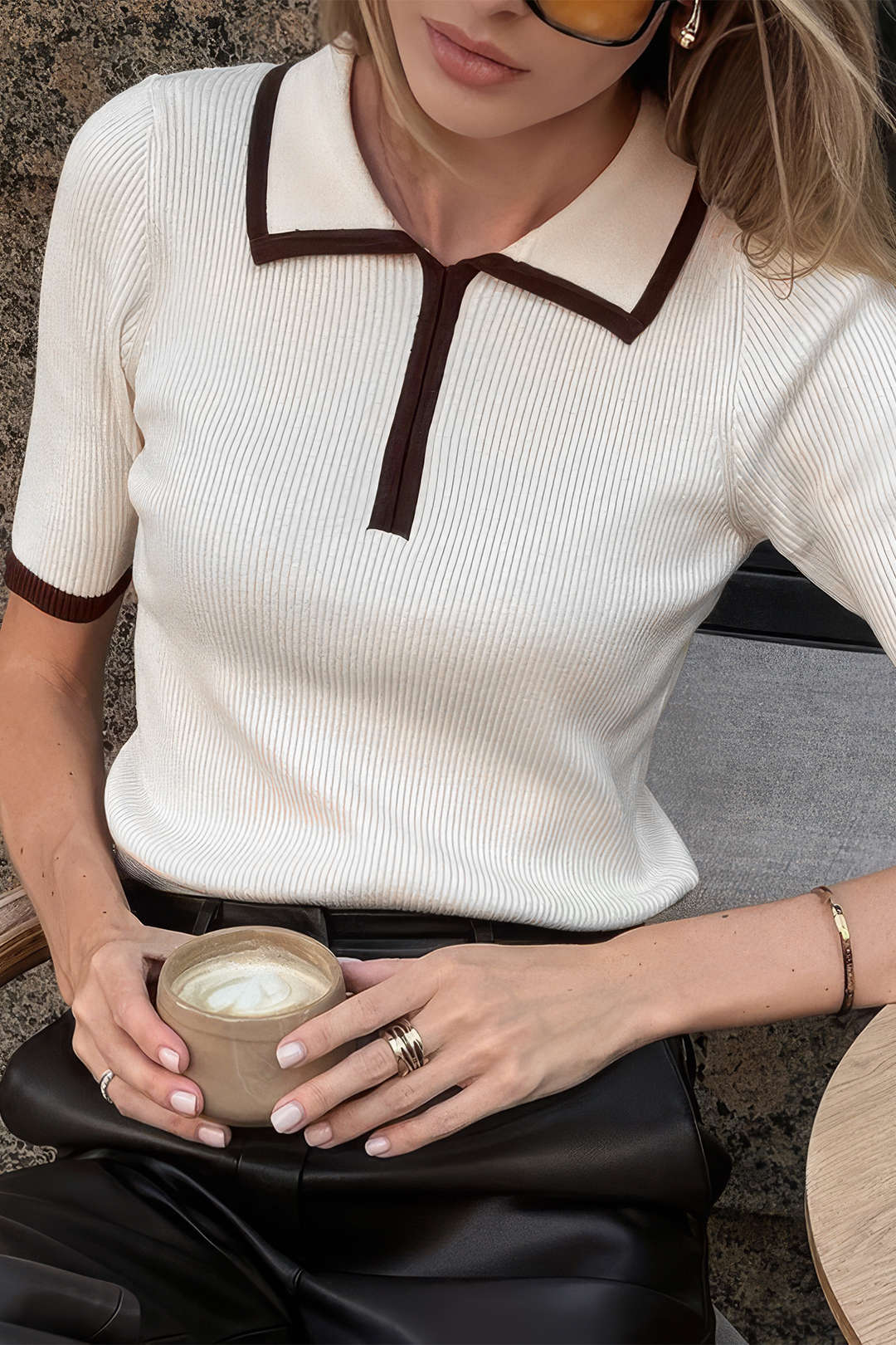 Knit Textured Short Sleeve T-Shirt