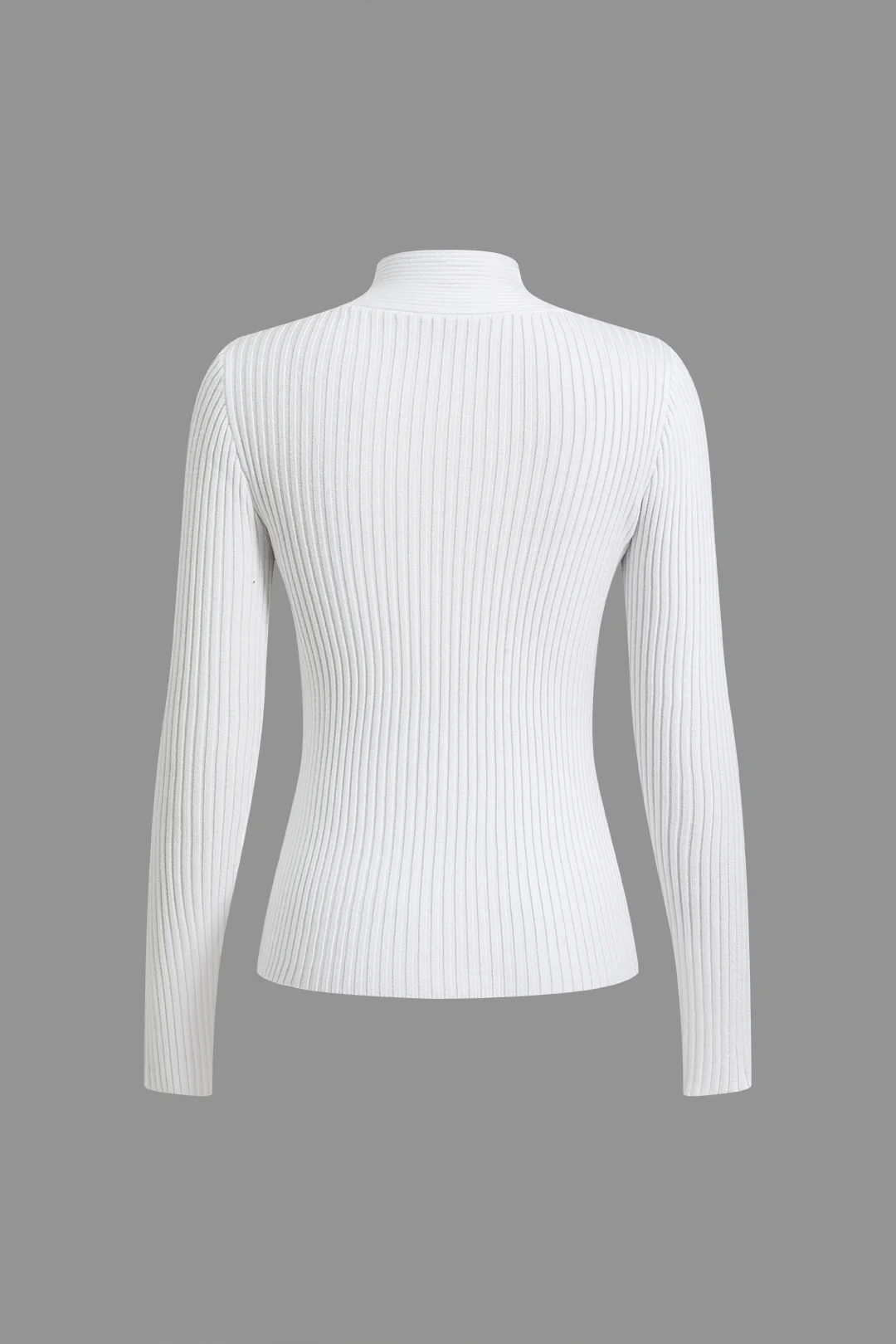 Solid Knitted V-Neck Long-Sleeve Top