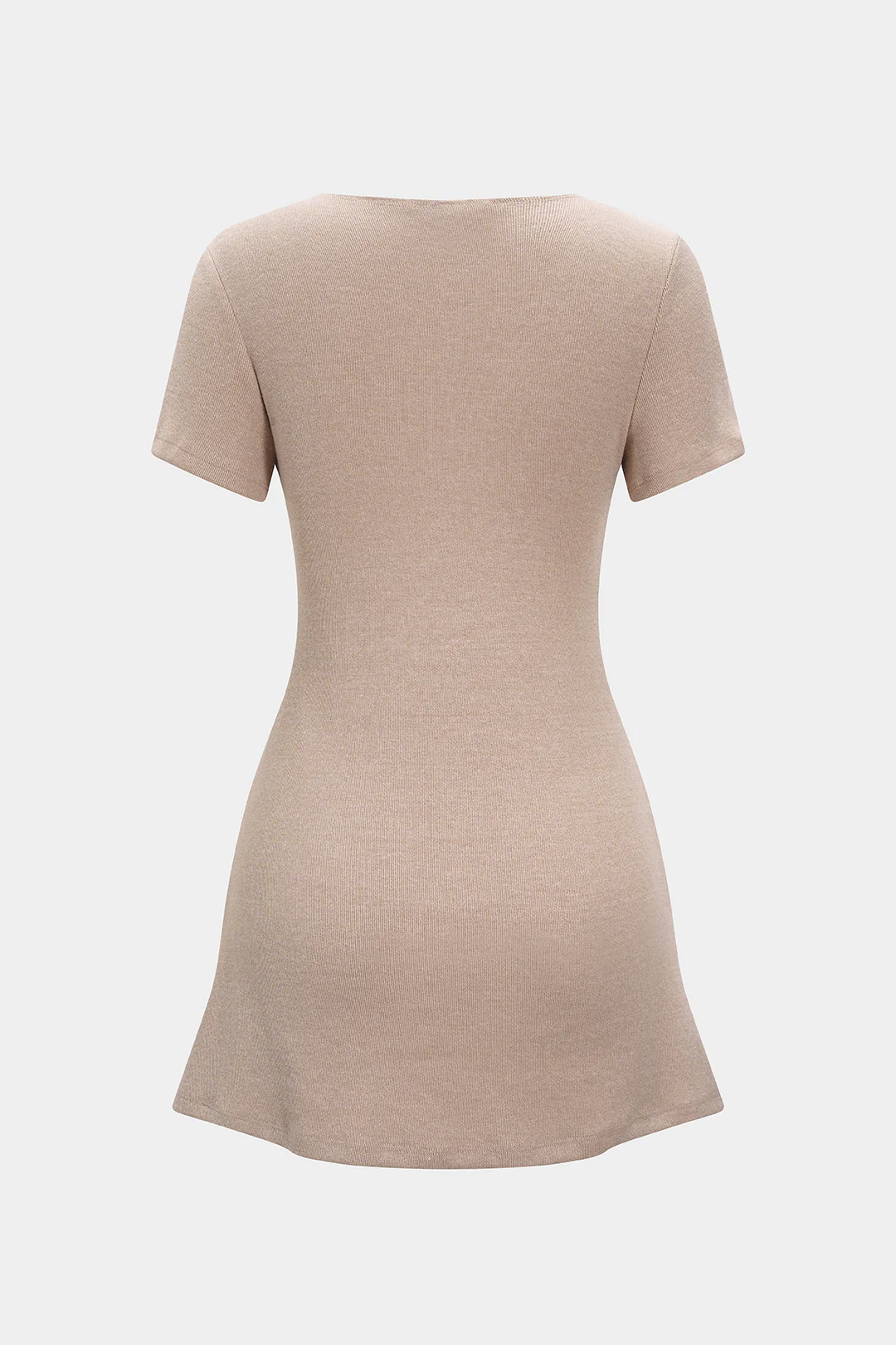 Buttoned V-Neck Short-Sleeve Mini Dress