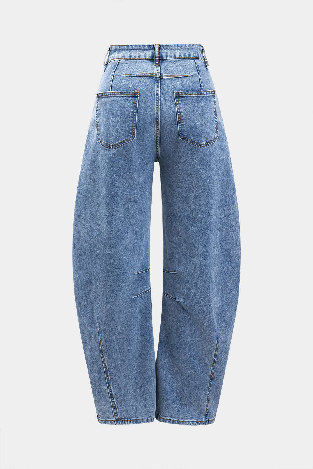 Denim Button Pocket Wide-Leg Barrel Jeans