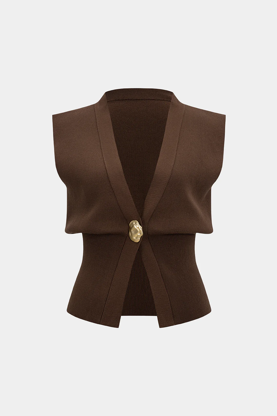 Knit V-Neck Metallic Decorated Tank Top