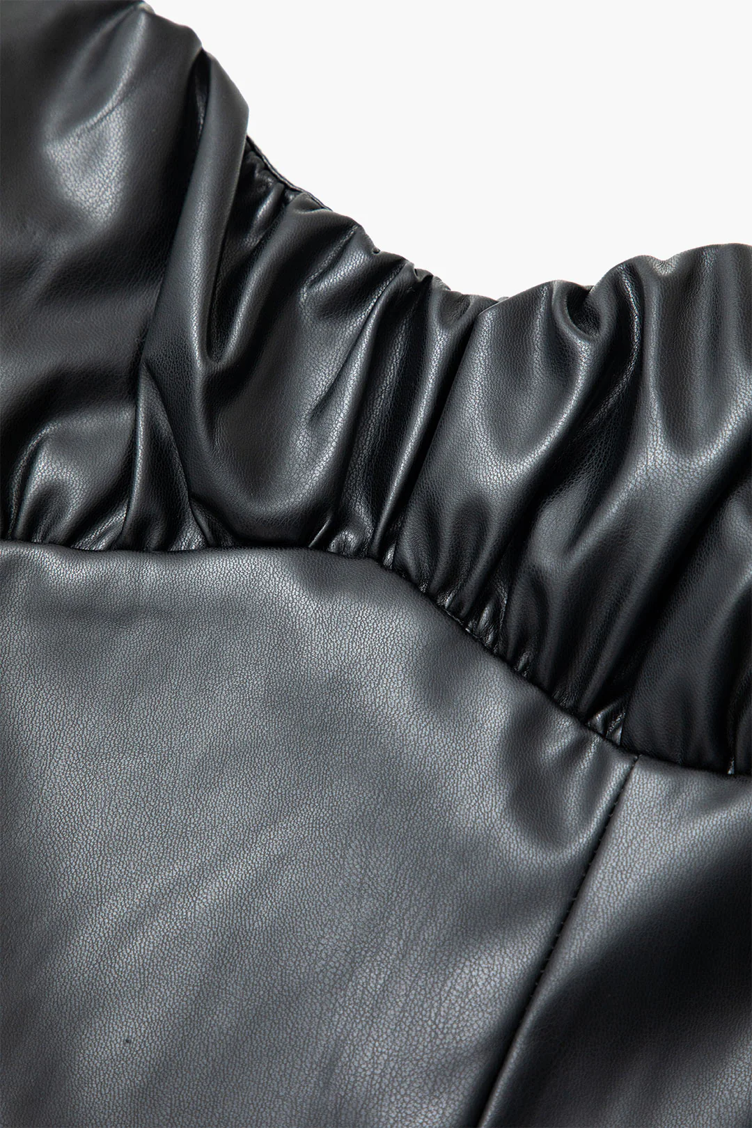 Faux Leather Ruched Zipper Slip Mini Dress