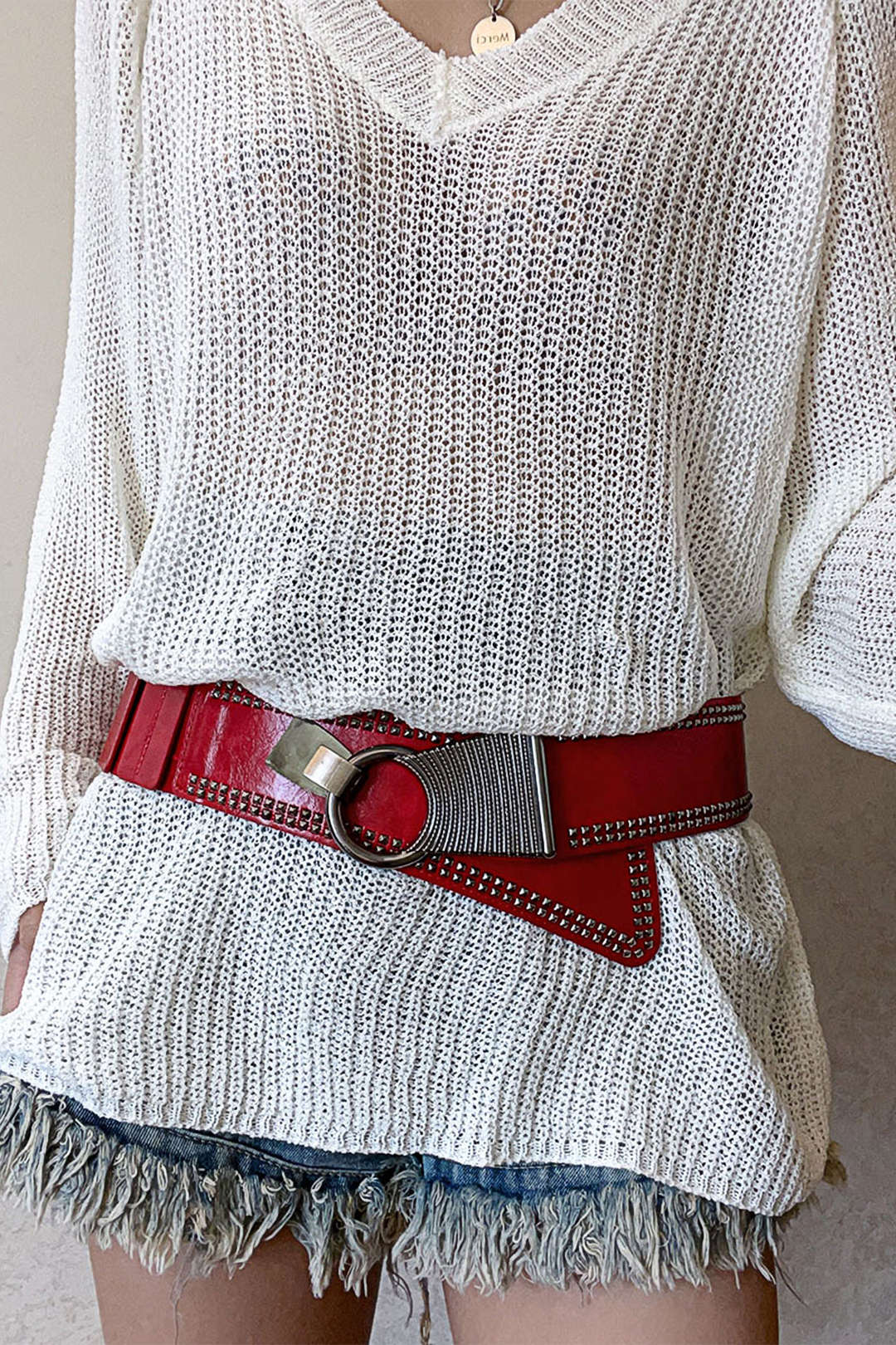 Faux Leather Riveted Wide Corset