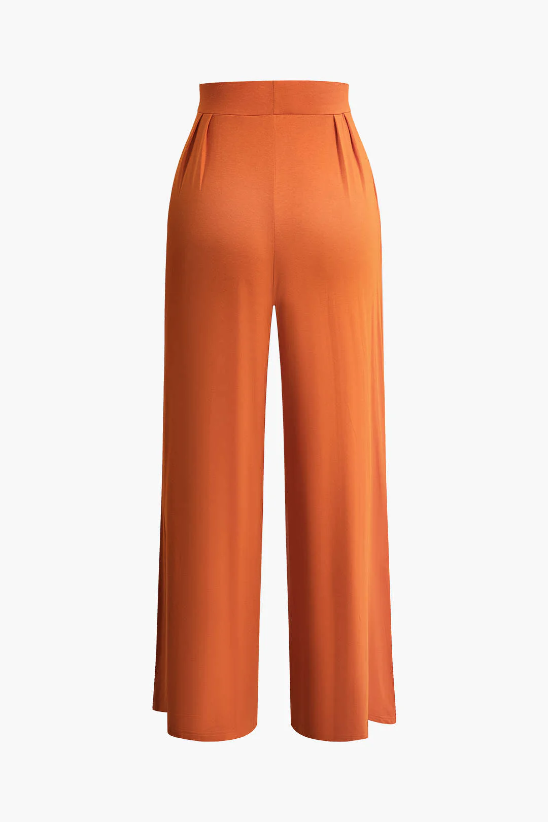 Tie Knot Front Ruched Tube Top and Pleated Wide-Leg Pants Set