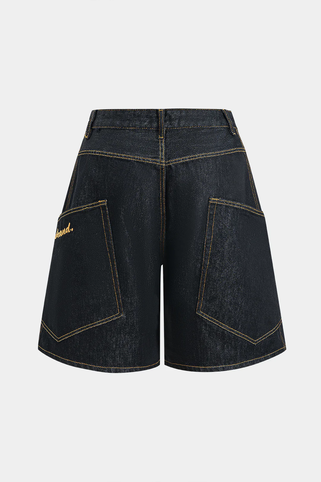 Denim Embroidery Button Pocket Stitching Shorts