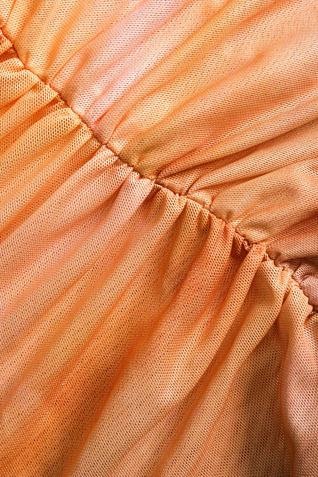 Ombre-Print Mesh Ruched Skirt