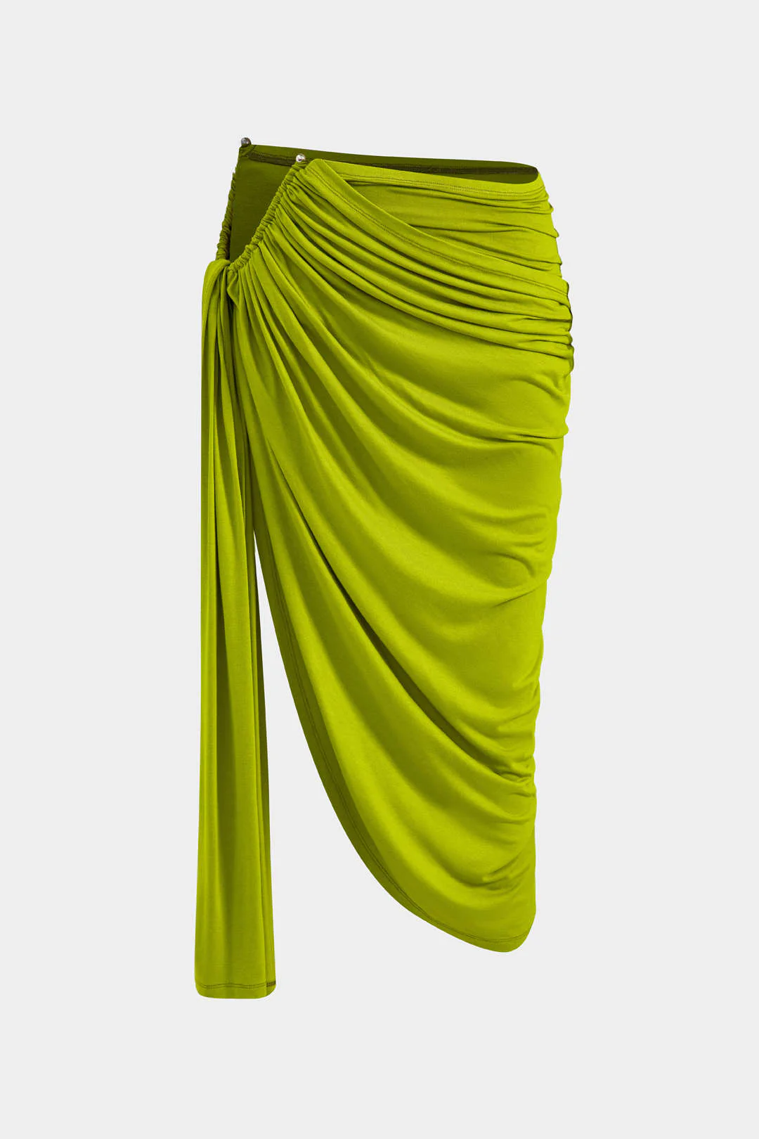 Solid Ruched Top and Metal Asymmetrical Skirt Ensemble