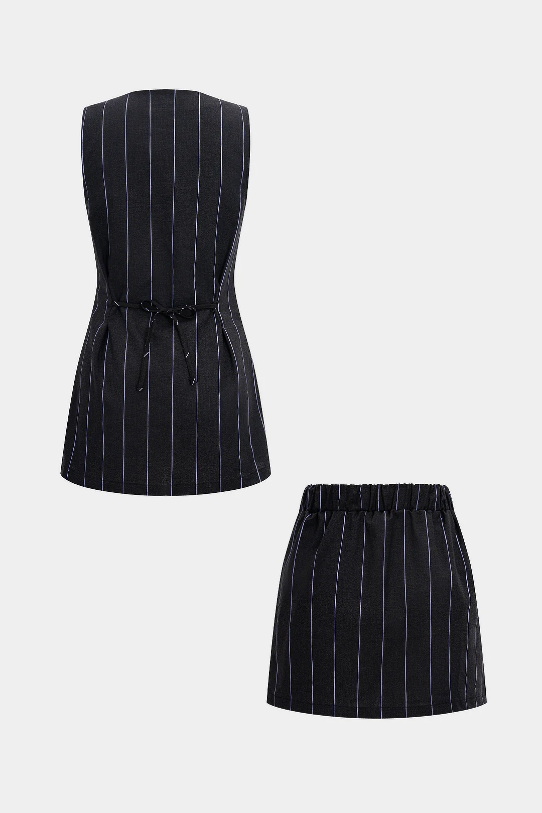 Stripes Print Tie-Up Skirt Set