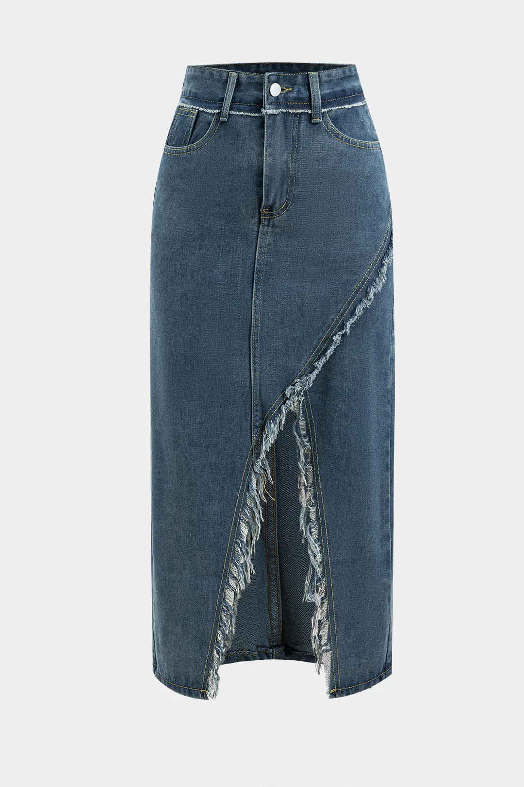 Asymmetrical Pocket Denim Skirt